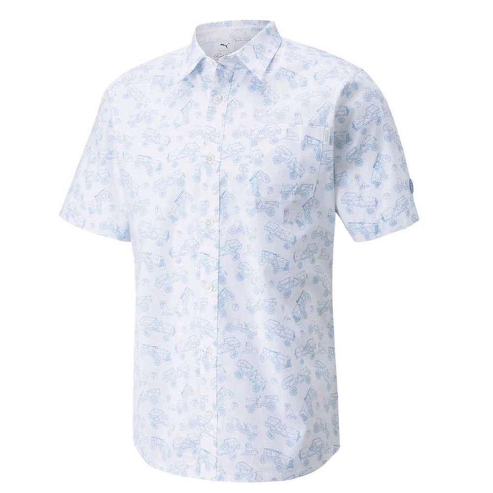 Puma x Arnold Palmer Men’s White Best Friend Print Button-up Shirt Size Large